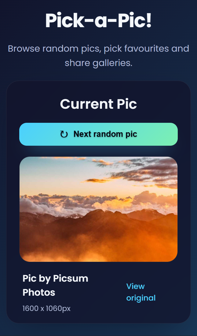 Screenshot of Pick-a-pic web app