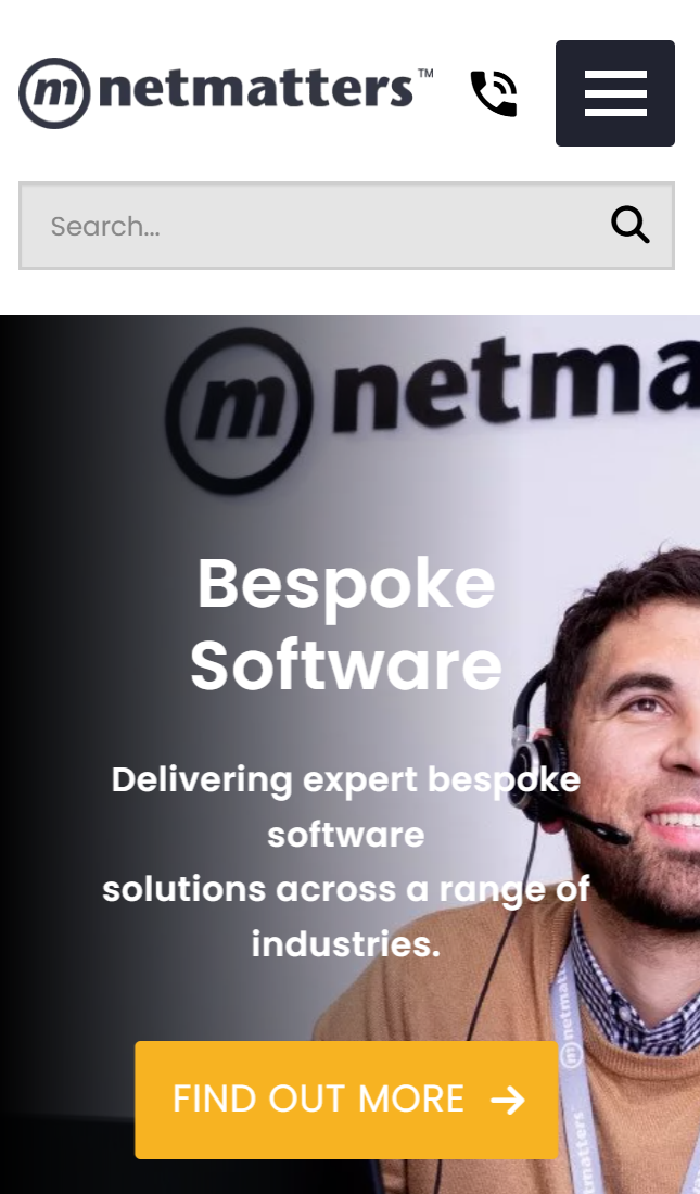 Screenshot of my Netmatters homepage rebuild