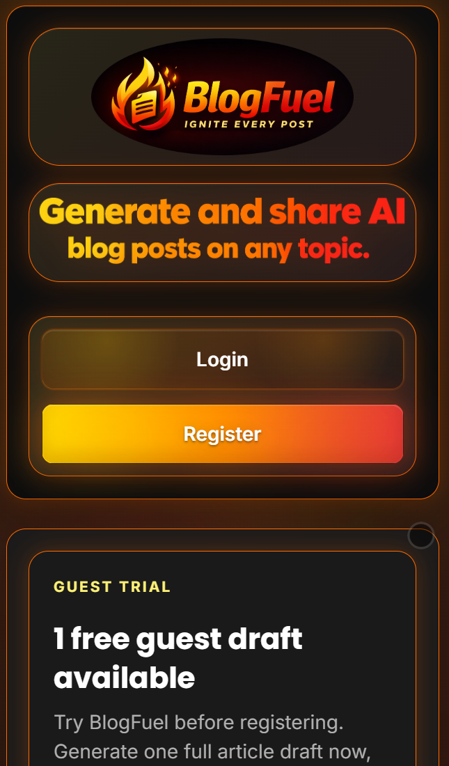 Screenshot of BlogFuel app